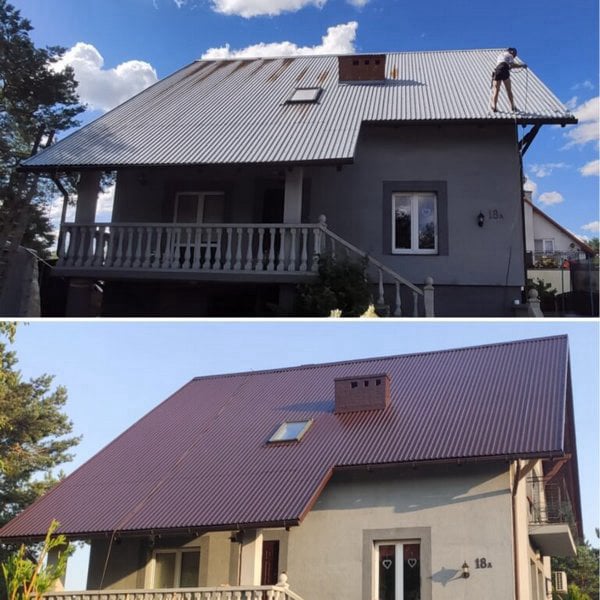 Lemeztető festése, előtte-utána állapot, barna színre